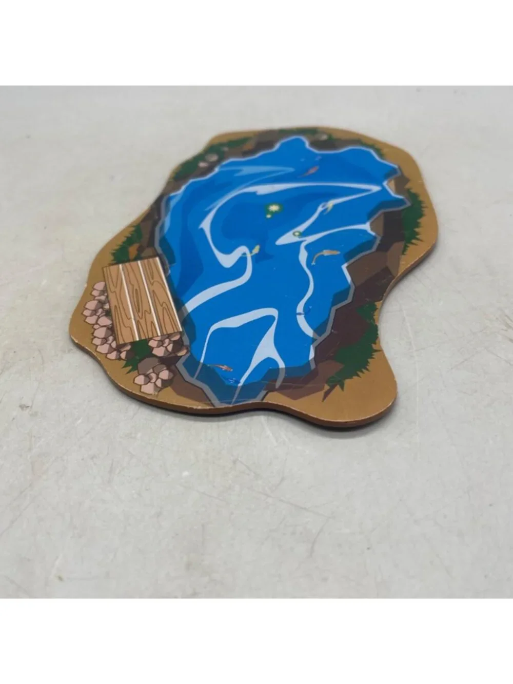 train set accessory Miniature Pond-Shaped Decorative Piece Blue Brown Natural -